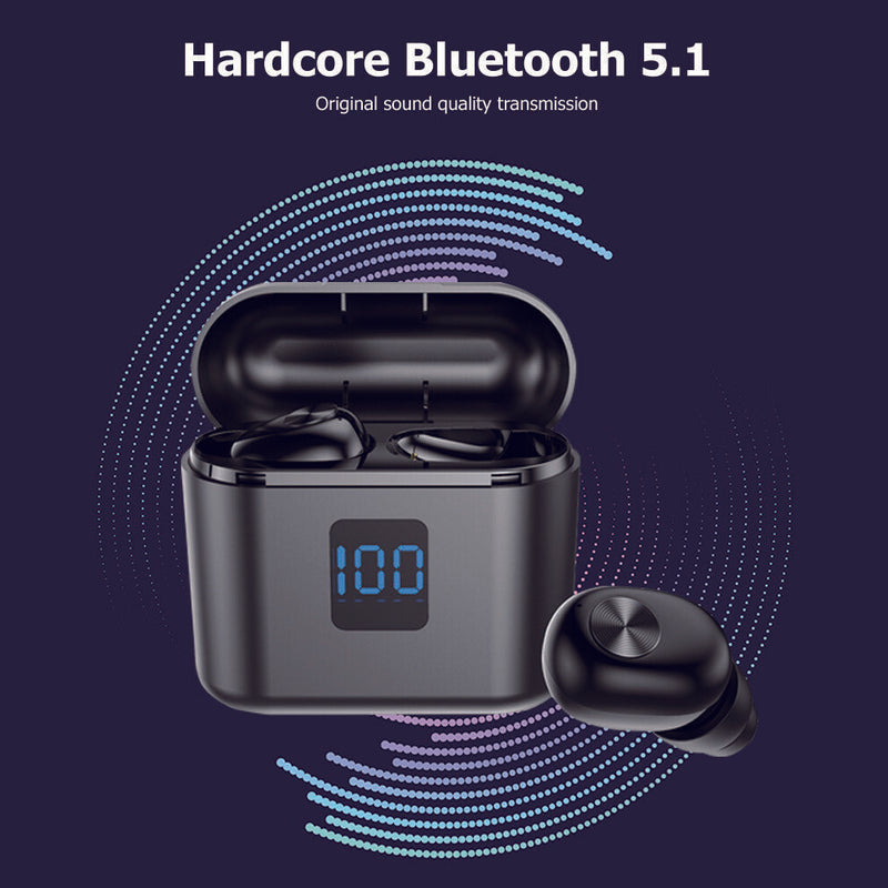 X11B TWS Wireless In Ear Earbuds Bluetooth 5.1 Headset w/Mic (Button Black) A