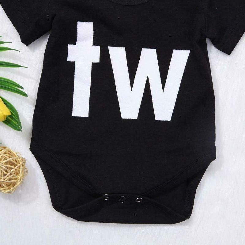 Baby Boys Girls Rompers Short Sleeve Print Jumpsuits (TW Print 6-9M) A
