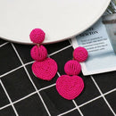 Bohemian Ethnic Style Geometric Round Love Rice Beads Pendant Big Earrings