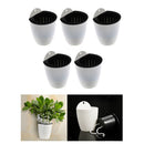 5pcs Self-watering Plant Flower Pot Wall Hanging Plastic Planter Garden white