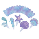 20pcs Mermaid Cake Border Baby Shower Wedding Cake Topper Decorations Wrapper FT