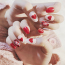 red heart acrylic nail tips short false nails art fingernails 24pcs/set -Q