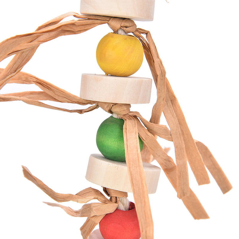 Great Parrot Bird Chew Wooden Straw With Bell Cage Swing Toys Accessory 32cm LJ