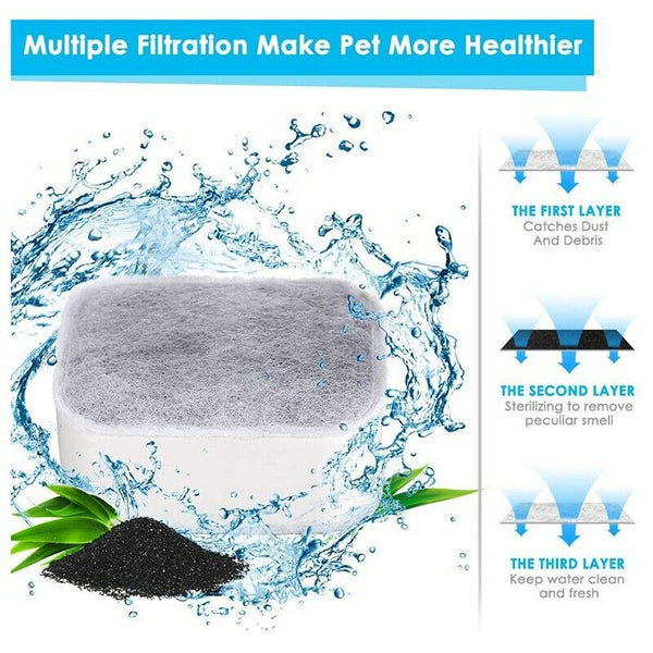 2.1L Ceramic Cat Water Fountain Replacement Filter, 4Pcs Premium Cotton ActiI6P2