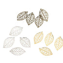 300 Pcs Mixed Color Hollow Charms Leaf Pendant Metal Laminate Decoration
