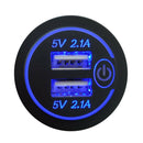 For Motorcycle Touch Switch 4.2A Dual USB Charger Socket Outlet with Power Cord