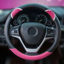 Cute Carbon Fiber Steering Wheel Cover Synthetic Leather Auto Car Steering  T7W6
