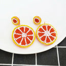 Hand-Woven Colorful Rice Beads Beaded Fruit Orange Pendant Earrings Fruit E