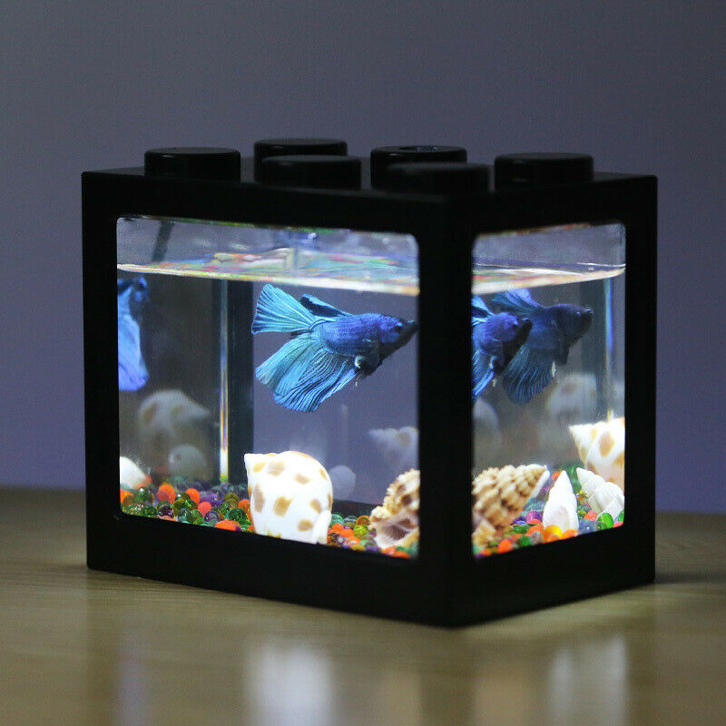 Mini Aquarium Usb Led Light Lamp Fish Tank Home Office Tea Table Decoration C1S7