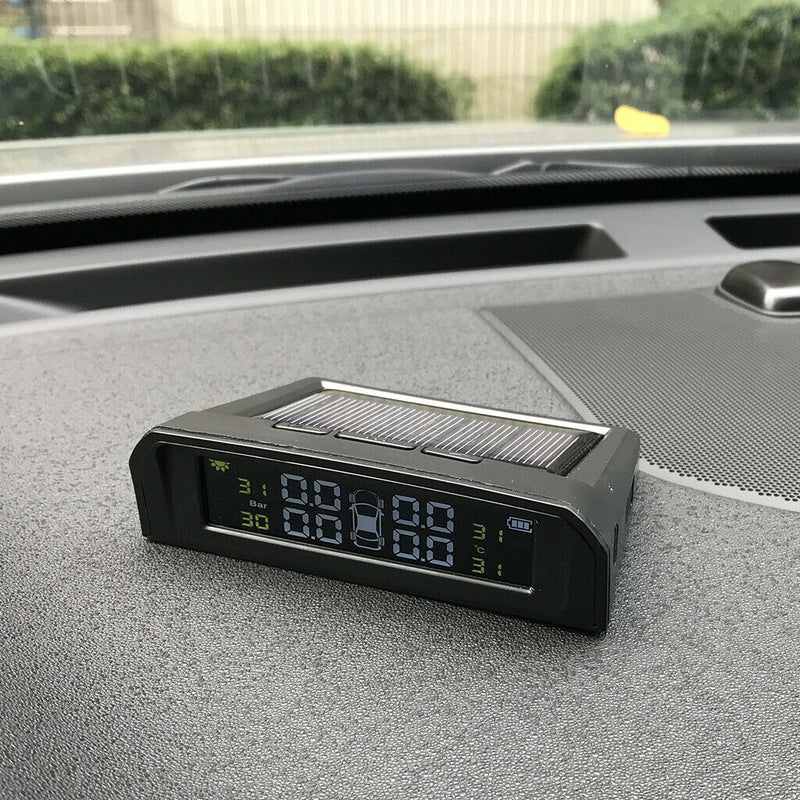 USB+Solar Wireless Car TPMS Tire Pressure Monitoring w/ 4 External Sensors