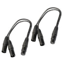 2 Pack of 3 Pin XLR Splitter Cable, Female to 2 Male XLR Y Cable - 1Ft