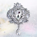 Rhinestone Alloy Brooch Crown Glass Women Corsage Badges Jewelry (White)