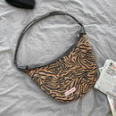 Retro Zebra Pattern Shoulder Dumpling Tote Women Big Capacity Messenger Bag