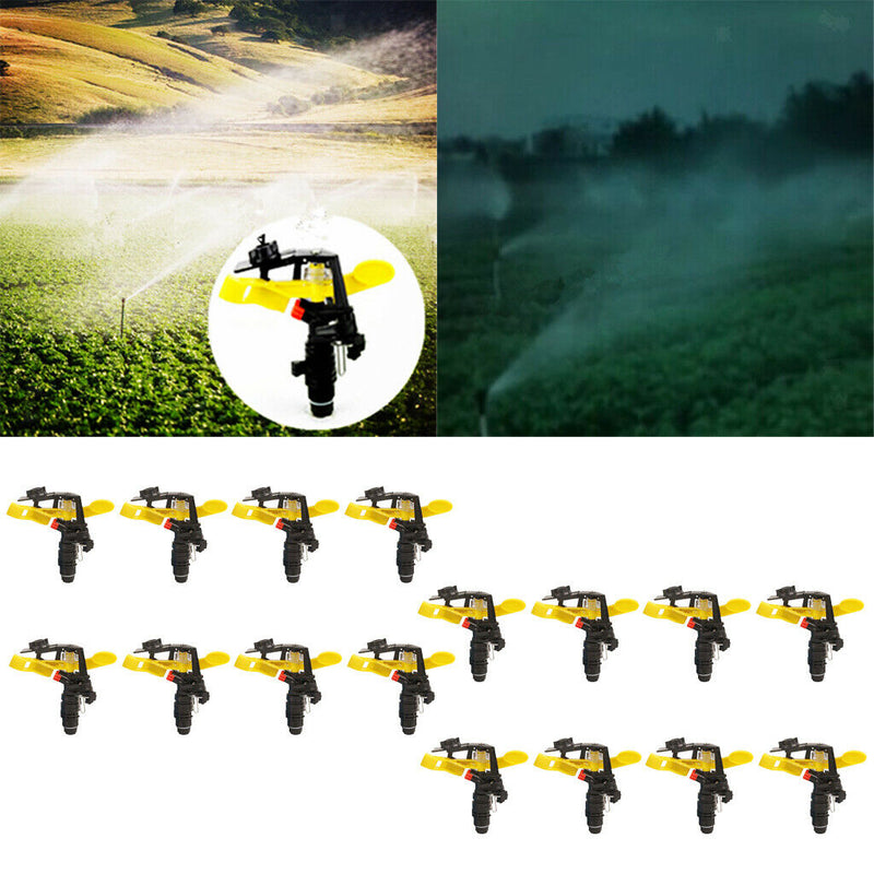 16 Pieces Heavy Duty Plastic Impact Head Sprinkler, 25-360 Degree Rotating Range