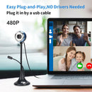 X1 480P HD PC USB Webcam Manual Focus Mic Desk Web Camera for Live Online