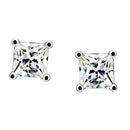 1Pair Fashion Women Men Ear Stud Earrings Solid Diamond Crystal Square Gifts