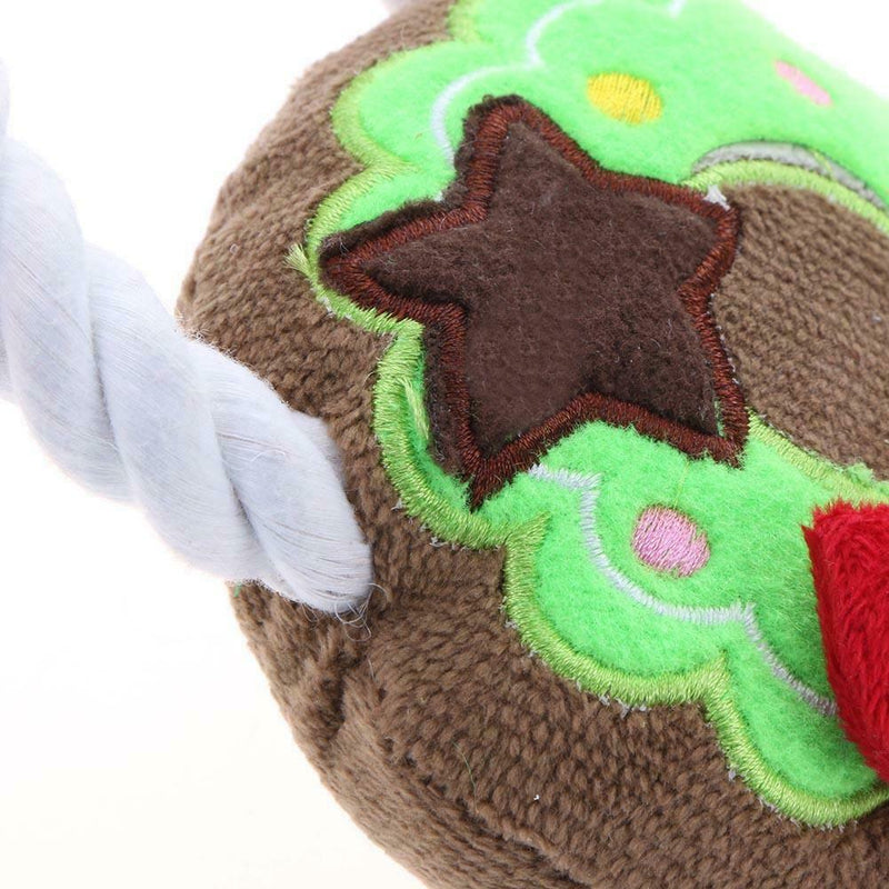 Pet Squeaky Plush Resistant Biting Training Christmas Wreath Sounding Toys