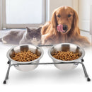 Double Pet Dog Bowl Cats Puppy Food Water Feeder Stainless Steel Pet Bowl w