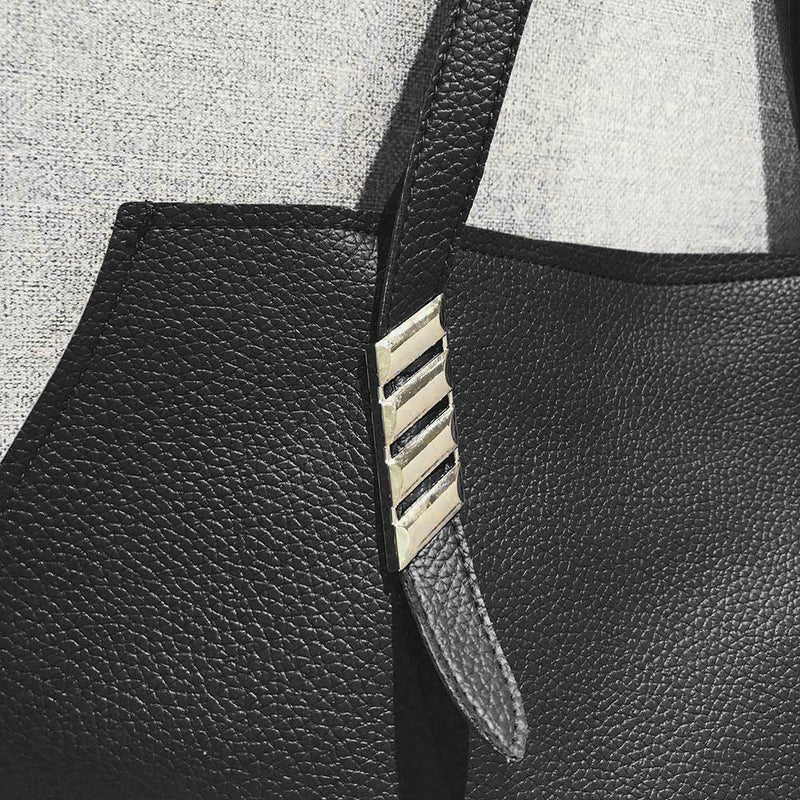 4pcs/set Solid Color Totes Women Leather Shoulder Card Bags Clutch (Black)