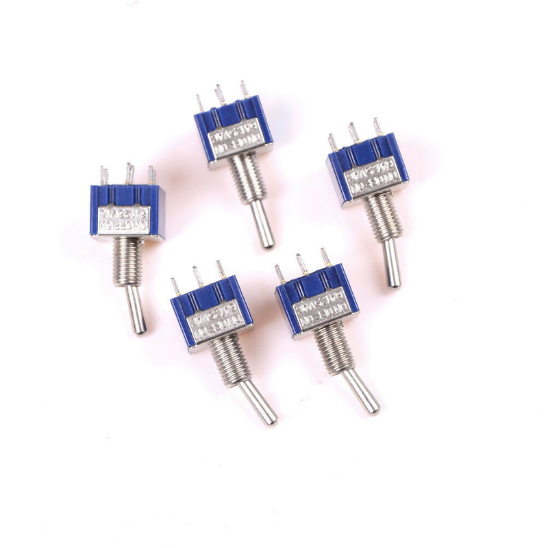 5Pcs 6Pin 3Position ON-OFF-ON DPDT Latching Toggle Switch AC 125V/6A E JcJ Gn