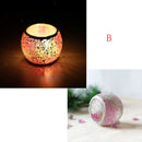 Mosaic Glass Tealight Candle Holder Candlestick for Wedding DIY Decoration_B