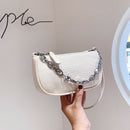 Alligator Pattern Shoulder Totes Bag Women Leather Chain Handbag (Beige) A
