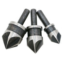 3pcs 5 Flute Countersink Drill Bit Set 90 Degree Chamfering Cutter For Wood