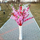 1Pc Peach Artificial Cherry Spring Plum Peach Blossom Branch Silk  Flower T G8E3