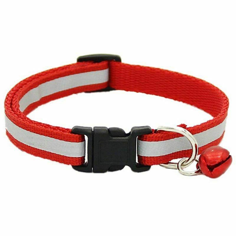 Adjustable Reflective Pet Collar Safety Buckle with Bell for Cat Dog, 3 Pie D5E6