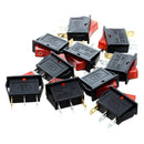 10 Pcs 3 Pin SPST Red Neon Light On/Off Rocker Switch AC 250V/10A 125V/15A B6E5