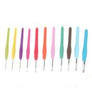 11Pcs Soft Handle Needles Knit Weave Craft Yarn Aluminum Crochet Hooks Set