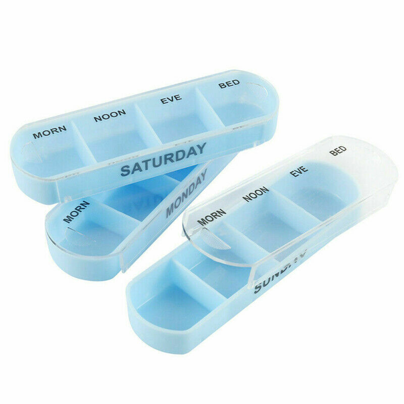 28 Compartment Pill Box 7 Day Weekly Medicine Storage Organizer Container Case