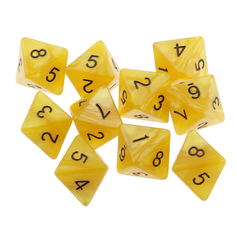 10pcs 8 Sided Dice D8 Polyhedral Dice for  RPG Yellow