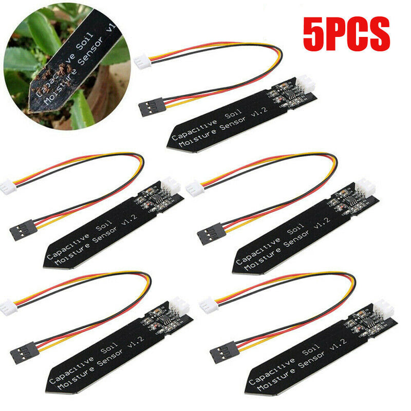 5PCS Analog Capacitive Soil Moisture Sensor V1.2 Corrosion Resistant &Cable Wire