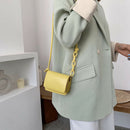 Leather Women Messenger Bag Mini Square Shoulder Satchel Handbags (Yellow)