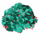 14g Holly with Berries Metallic Embossed confetti green + red