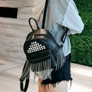 Retro Tassel Shoulder Small Backpack Korean Soft Leather Personality Ladies