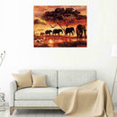 DIY Digital Painting Digital Oil Painting Frameless Sunset Elephant Animal U9Y9