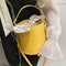 Plaid Bowknot Shoulder Handbags Leather Women Crossbody Bucket Bag (Yellow) A#S