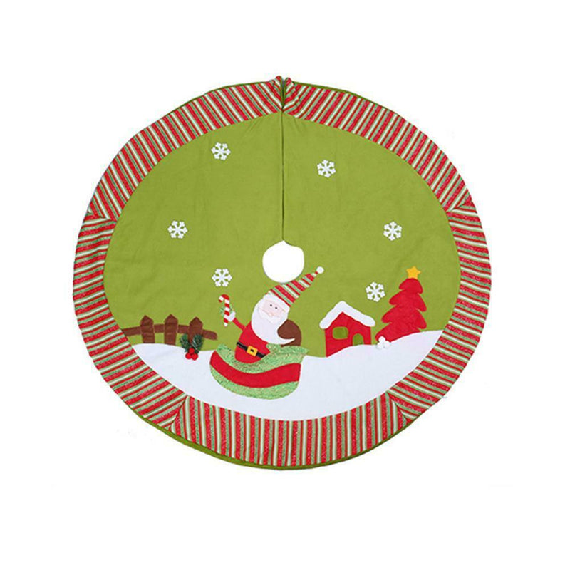 Santa Claus Snowman Hotel Supply Scene Decor Tree Skirt (Green Bottom) A