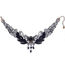 Women's Black Rose Teardrop Bead Pendant Lace Choker Lolita Collar Necklace BX