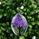 Jewelry Real Dried Flower Necklace Tree Shaped Rope Glass Long Pendant Neck O7X6