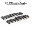 16pcs OTG Converter Adapter Mini USB Micro USB Type-B USB Plug Connector