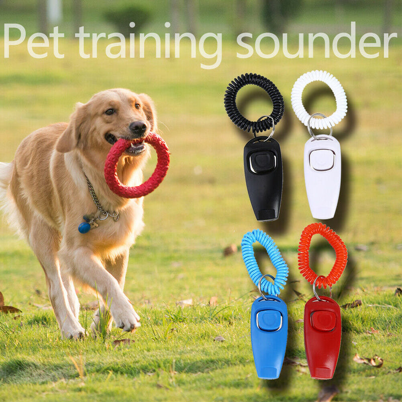 4pcs Dogs Cat Plastic Pet Clicker Trainer Key Chain Wrist Strap Pet Supplies