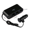 12V/24V Car 3 Sockets Cigarette Lighter Splitter Dual USB Port Charger Adapter