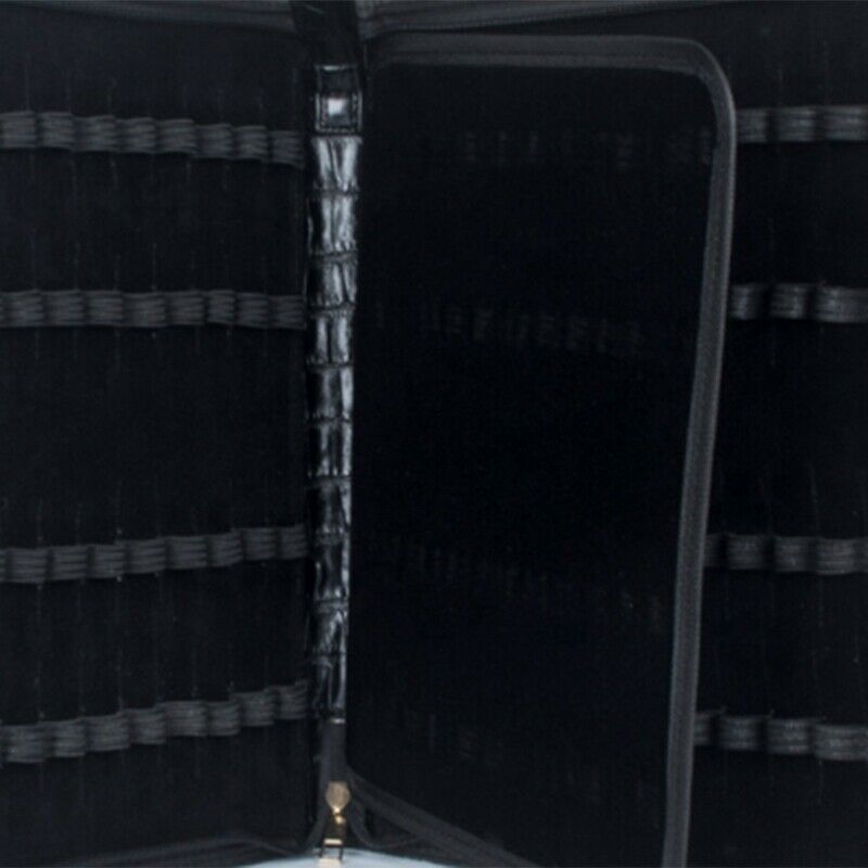 Large Capacity Fountain Pen Case PU Leather Black Color 48 Slots Pen Pouch  A2B5
