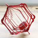 Iron Hollow Candle Holder Candelabrum Lantern Wall Hanging Case F - Red