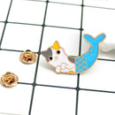 Blue Cat Fish Fishtail Animal Brooch Lucky Mermaid Badge Enamel Denim Leath V7J3