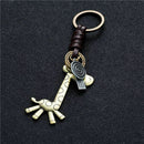 Fashion Cute Animal Giraffe Suspension Pendant Leather Keychain Keys Ring H