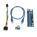 PCI-E 1X to 16X Riser Card Extender Adapter + USB3.0 Cable 15Pin-6Pin Cable